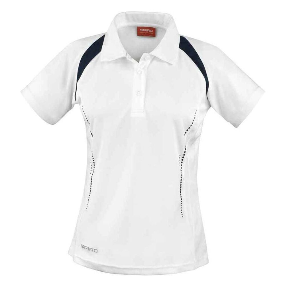 Spiro Womens/Ladies Team Spirit Polo Shirt / White/Navy